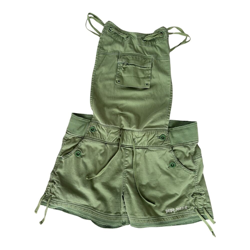 Pepe Jeans Olive Green Women's Short Overalls
